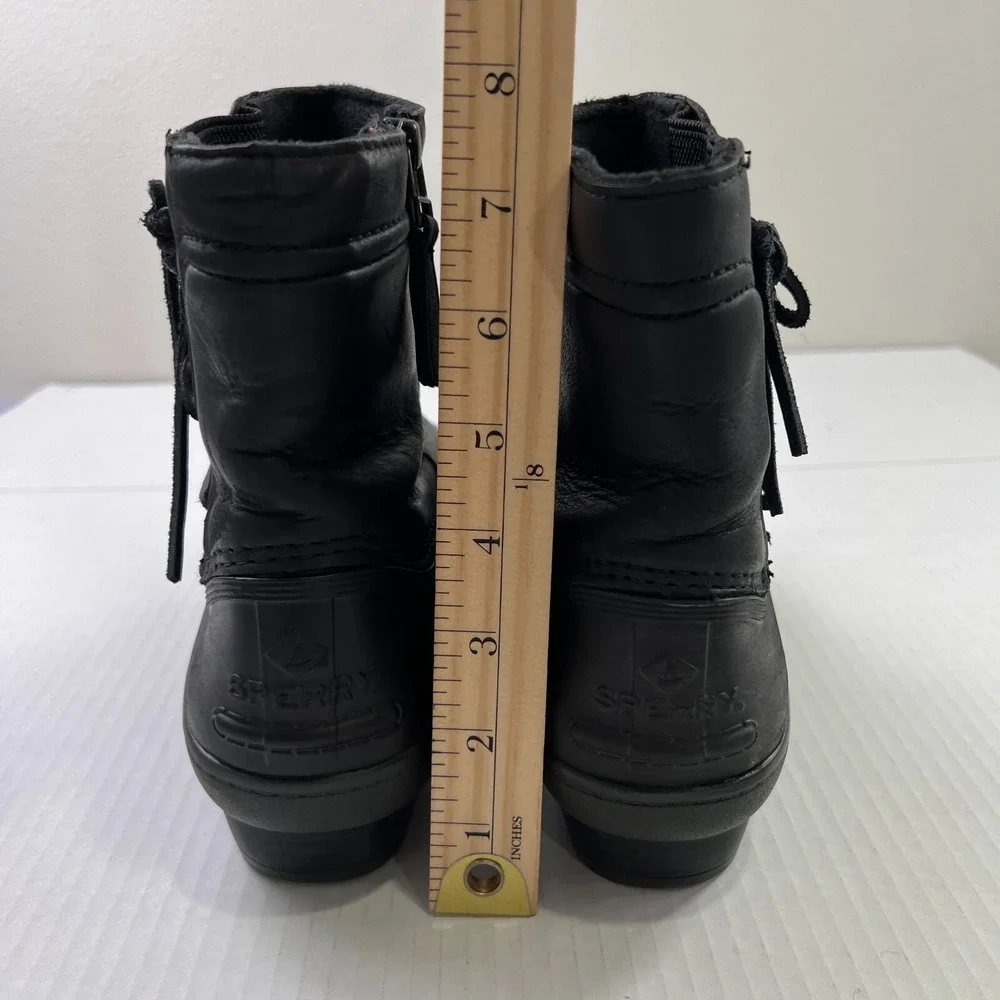 Sperry Top-Sider Womens 8M Black Saltwater Wedge Tide Quilted‎ Rain Boot Casual